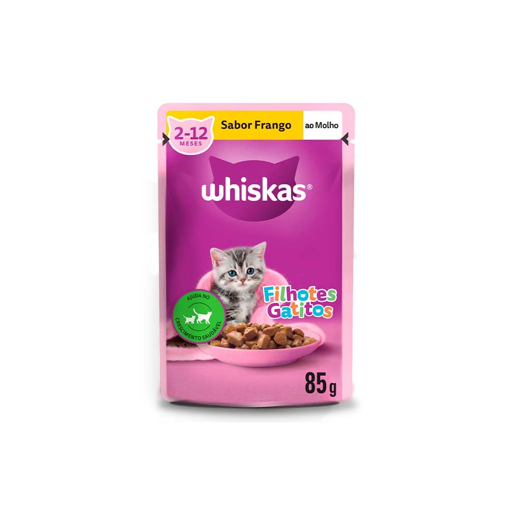 Ração Úmida Whiskas Sachê Frango ao Molho Gatos Filhotes 85 g