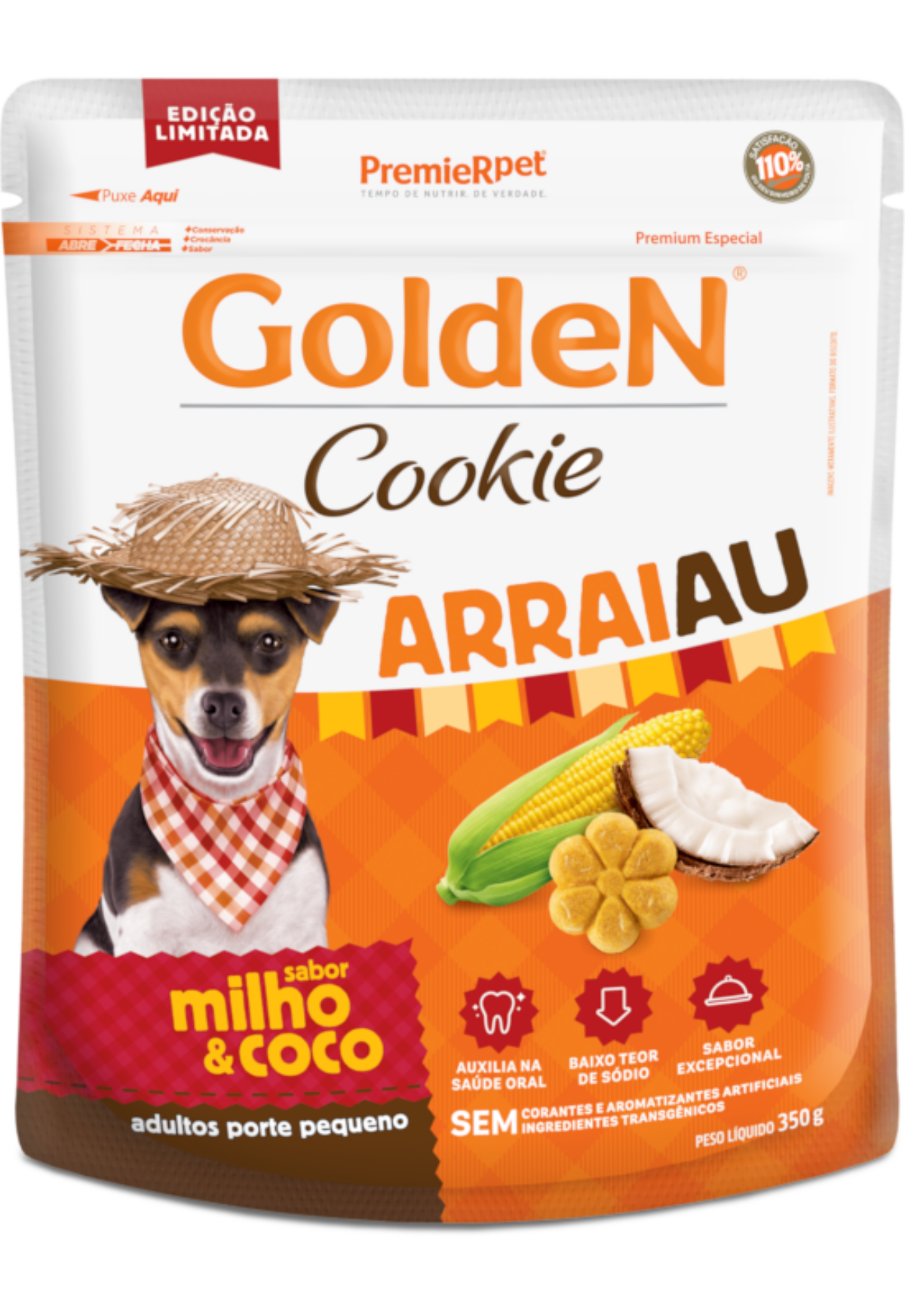 Biscoito Golden Cookie Arraiau Sabor Milho e Coco para Cães Adultos Porte Pequeno - 350g